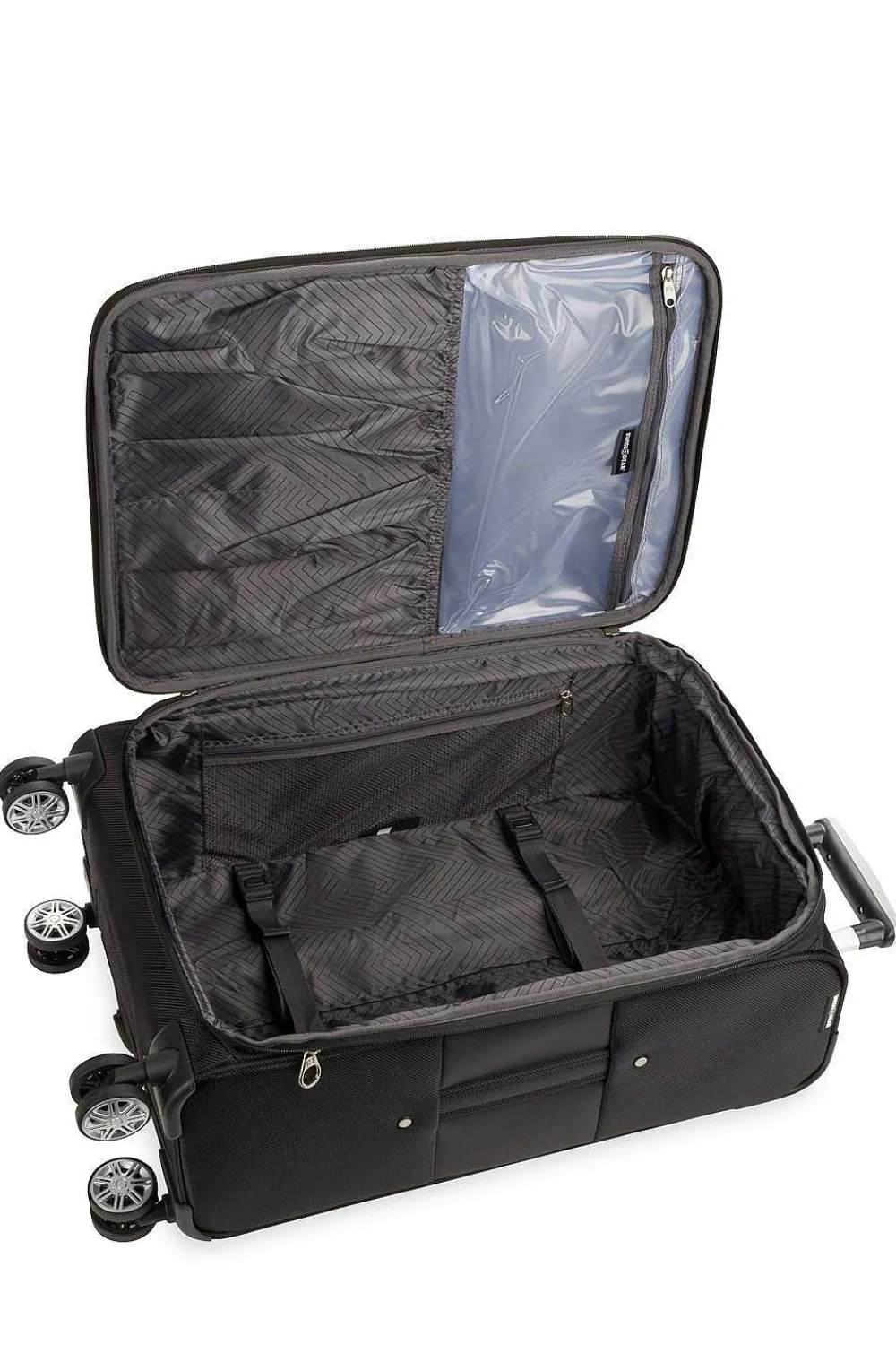 SWISSGEAR 7768 24" Expandable Spinner Luggage - Black> Medium Checked