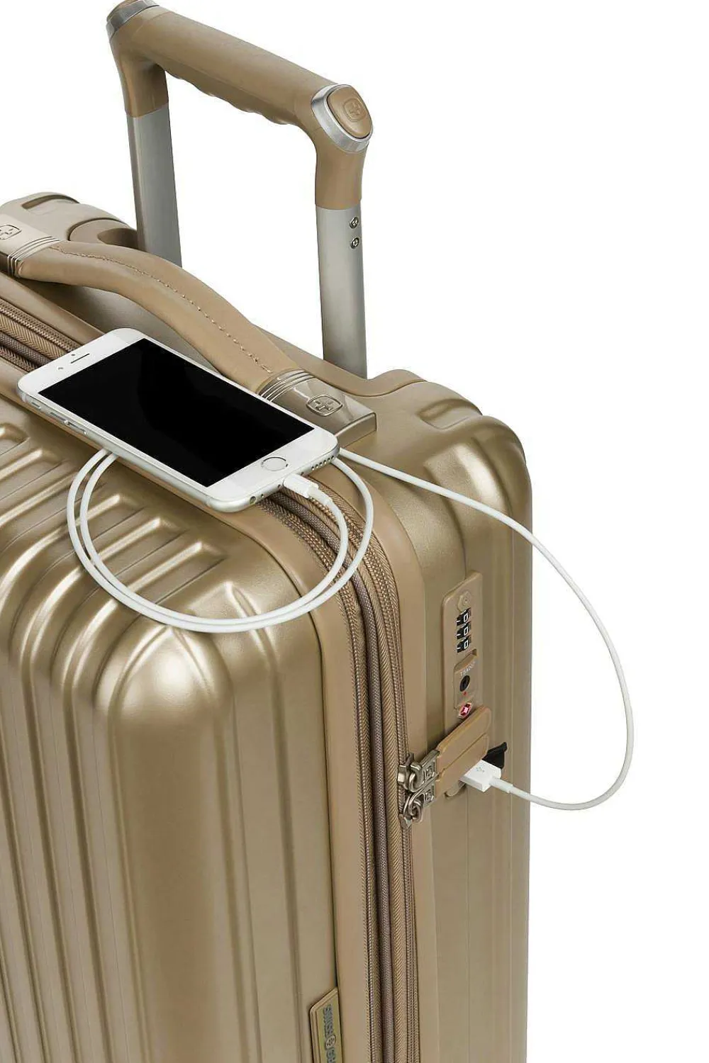 SWISSGEAR 7910 20" Usb Expandable Carry On Hardside Spinner Luggage - Golden Sand> Hardside