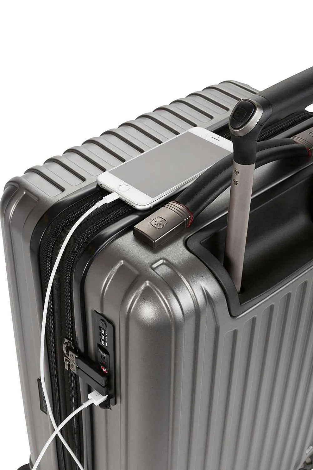 SWISSGEAR 7910 20" Usb Expandable Carry On Hardside Spinner Luggage - Gun Metal> Hardside