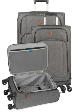 SWISSGEAR 7738 Expandable 3Pc Spinner Luggage Set - Gray Black><noscript><img width=
