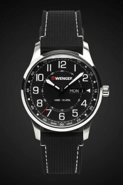 SWISSGEAR Wenger Attitude Watch - Stainless Steel With Black Dial And Black Silicone Strap><noscript><img width=