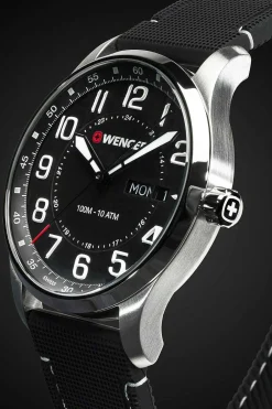 SWISSGEAR Wenger Attitude Watch - Stainless Steel With Black Dial And Black Silicone Strap><noscript><img width=