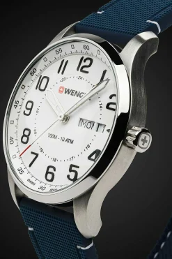 SWISSGEAR Wenger Attitude Watch - Stainless Steel With White Dial And Blue Silicone Strap><noscript><img width=