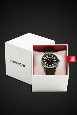 SWISSGEAR Wenger Avenue Watch - Stainless Steel With Black Dial And Green Silicone Strap><noscript><img width=